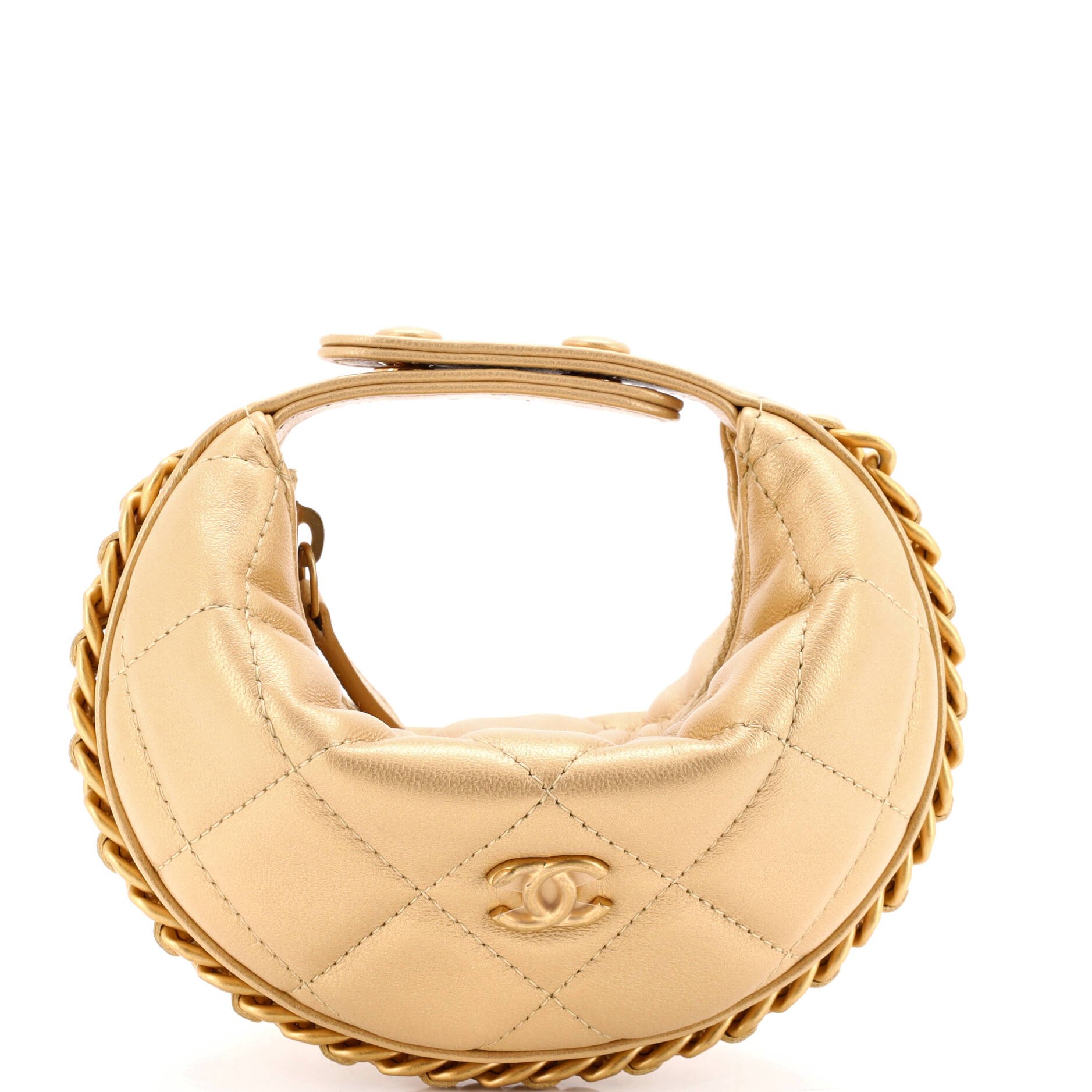 Chain Around Hobo Pouch Quilted Lambskin Extra Mini