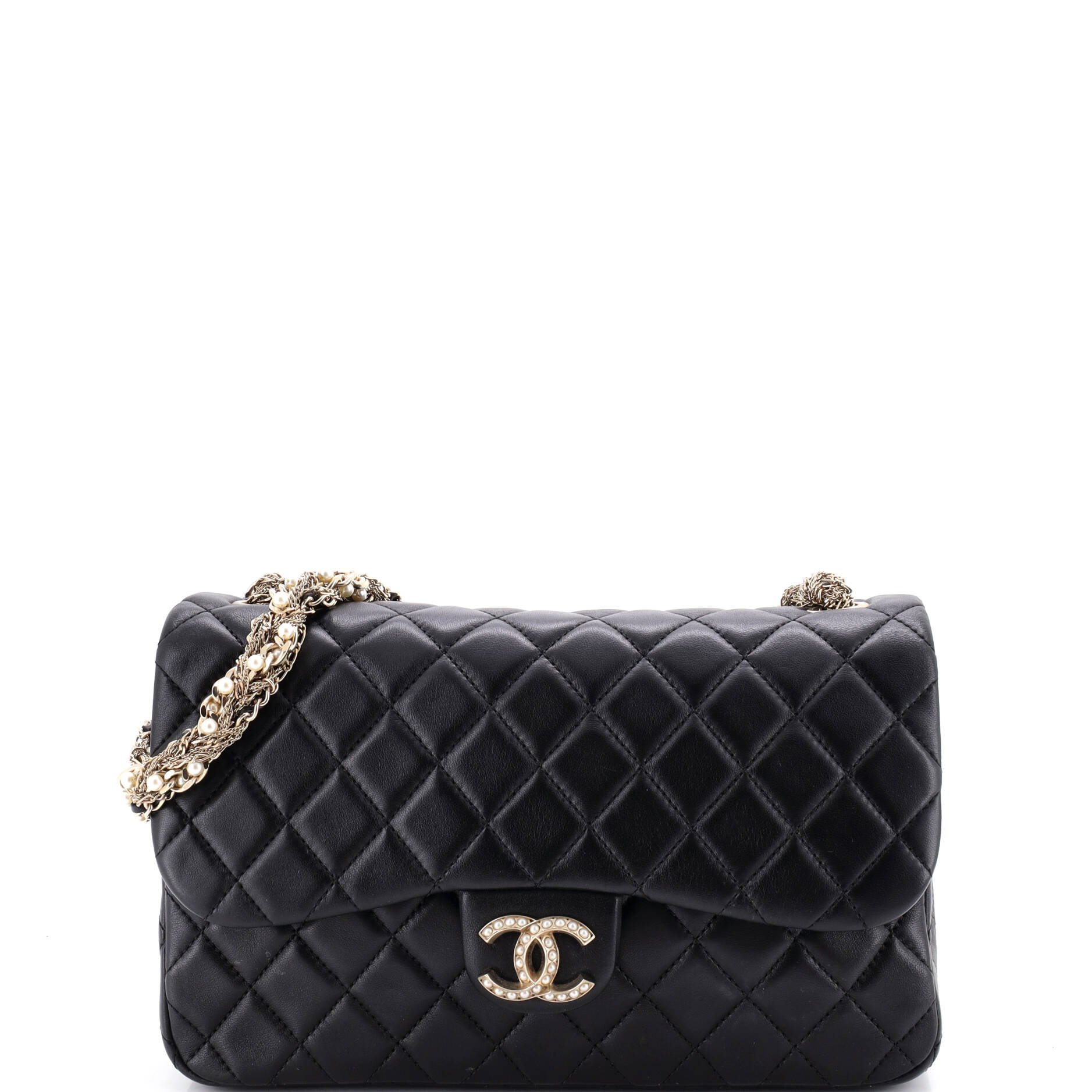 Westminster Tangled Pearl Chain Flap Bag Quilted Lambskin Medium