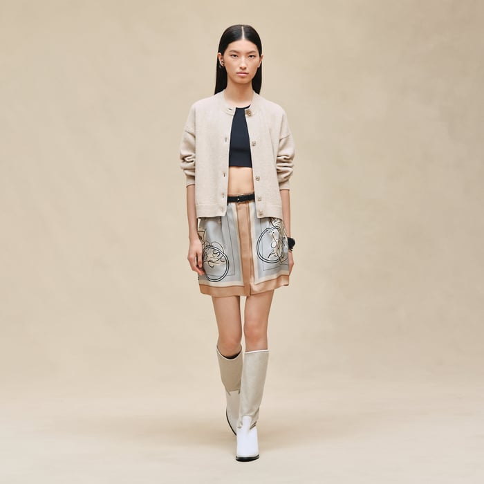 Beige Naturel Cashmere Long-sleeve Cardigan