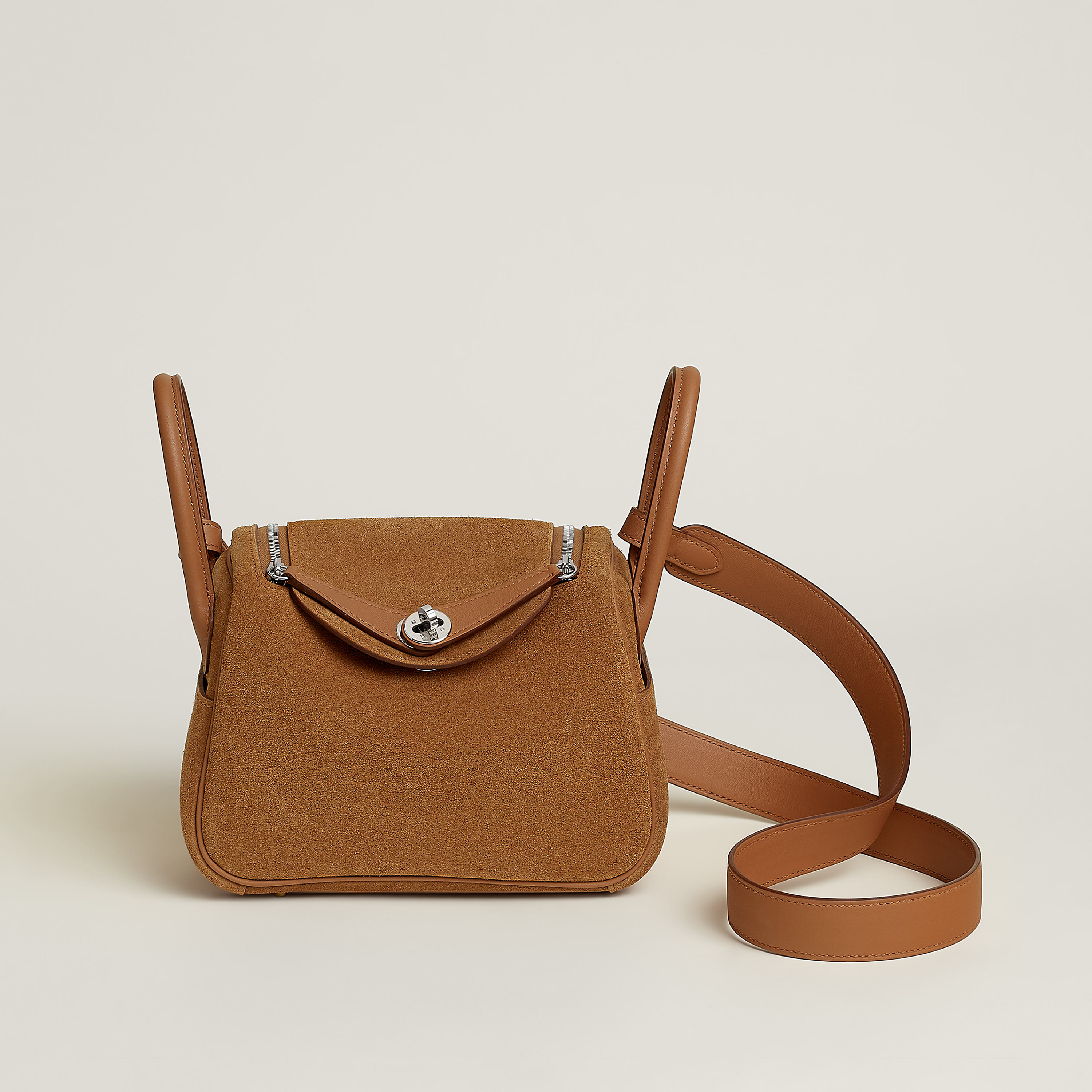 Hermès Mini Lindy calfskin Chamois / Gold