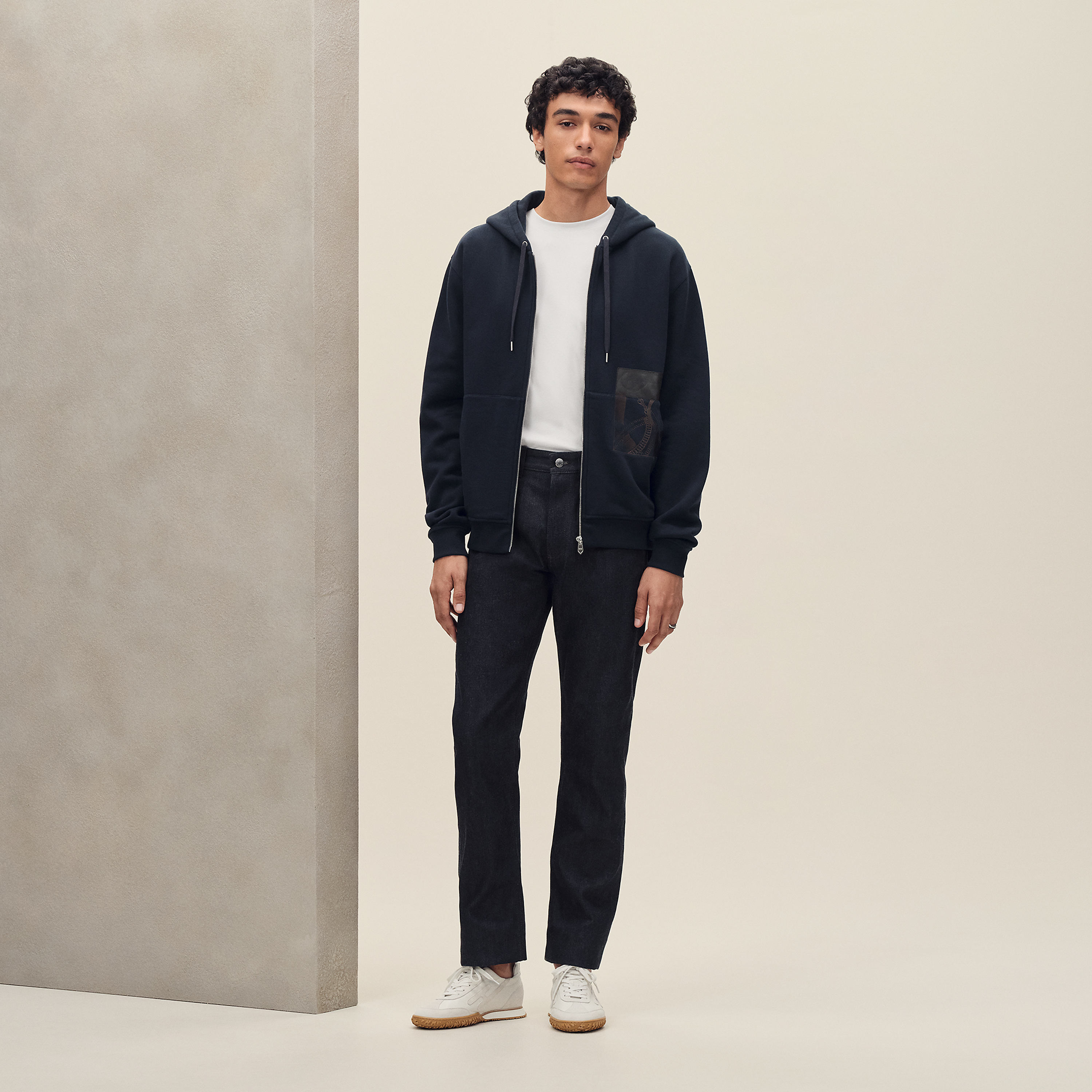 "Eperon d'Or en Perspective" zipped hooded sweater
