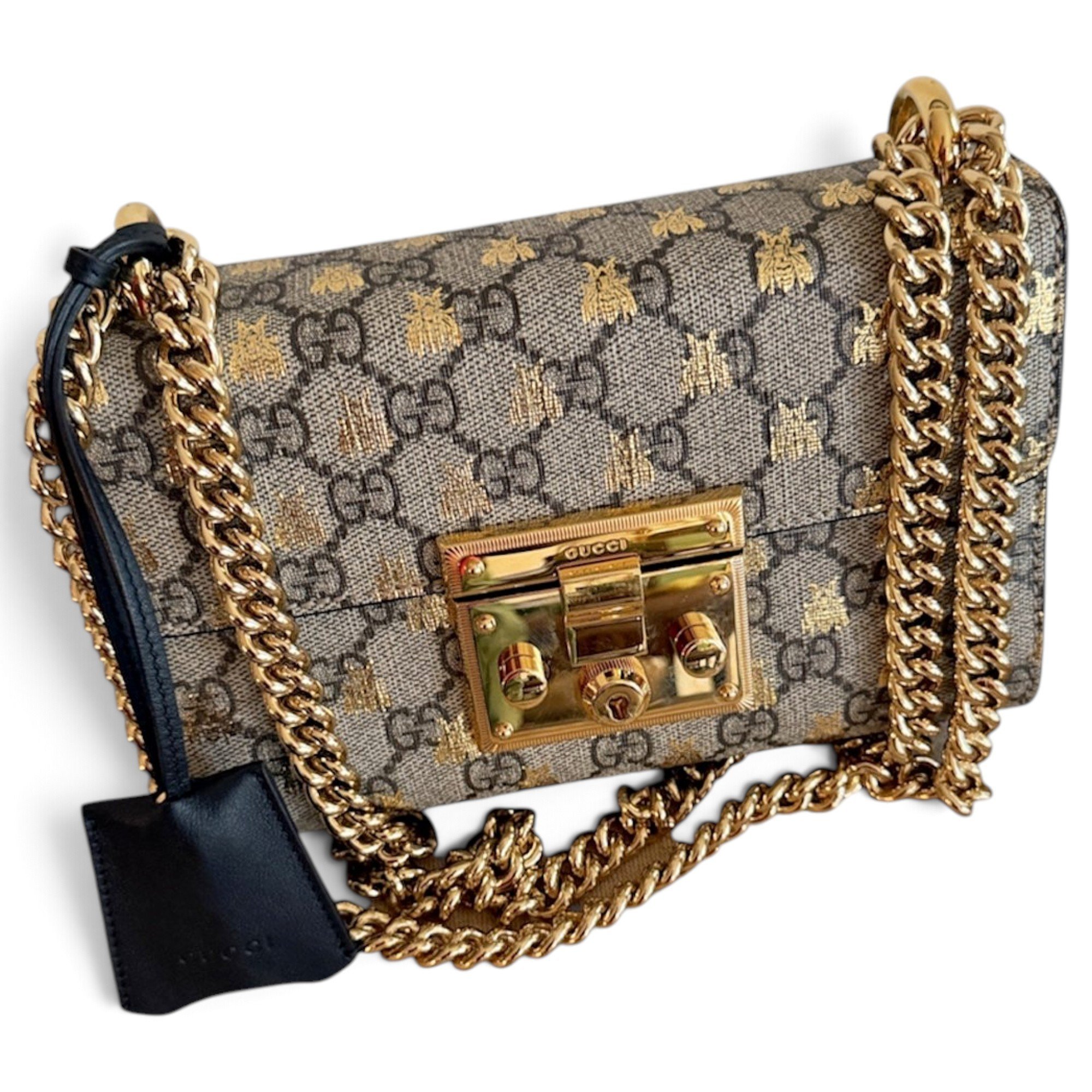 Padlock leather handbag