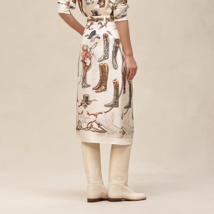 Beige Parchemin "A Propos De Bottes" Buttoned Skirt