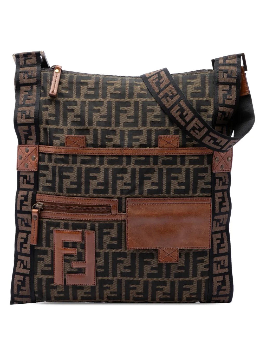 2000-2010 Zucca Canvas FF Flat Messenger Bag crossbody bag