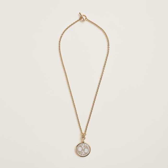 Orfèvre Jaune or Blanc Medaille Bijou Deux Cors Necklace, Small Model