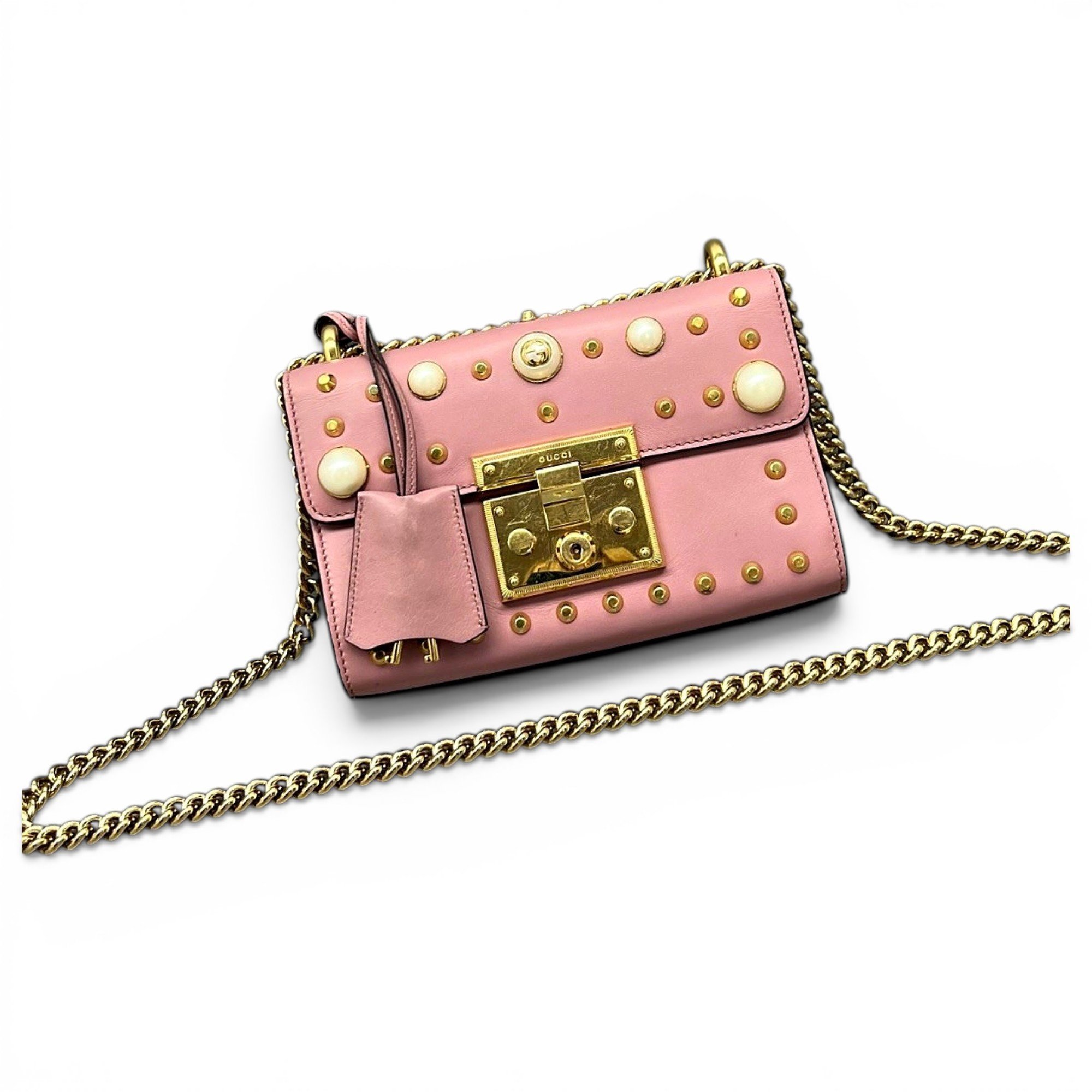 Padlock leather handbag