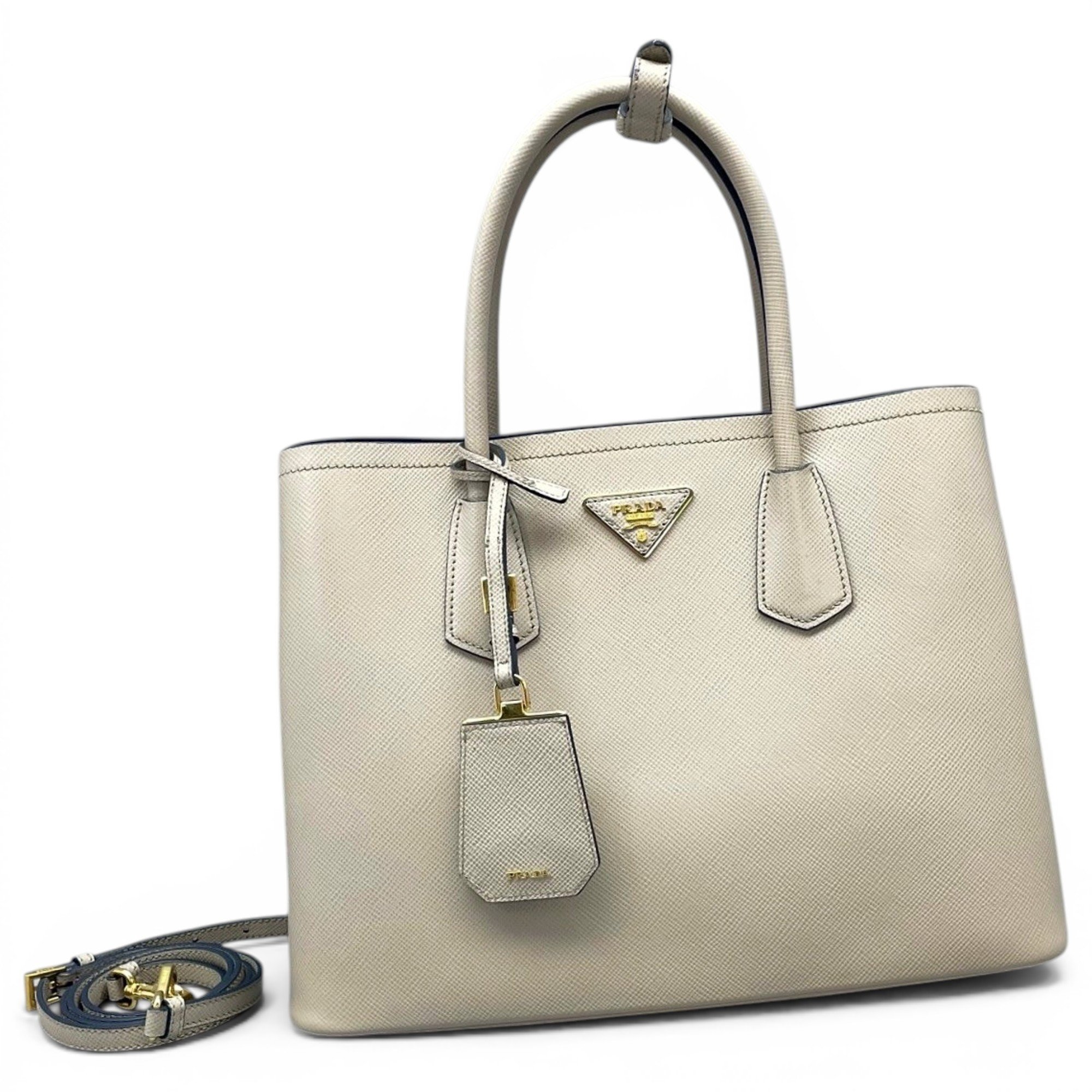 Double leather handbag