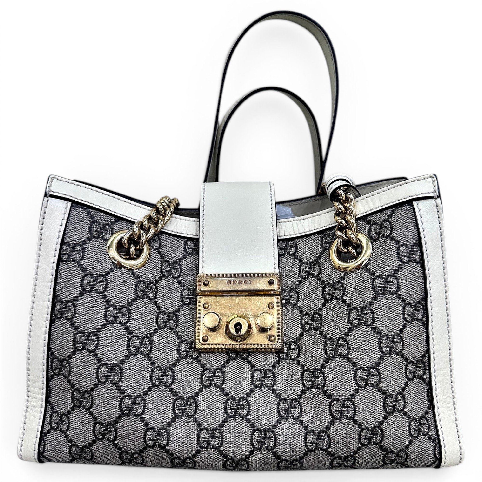 Padlock leather handbag