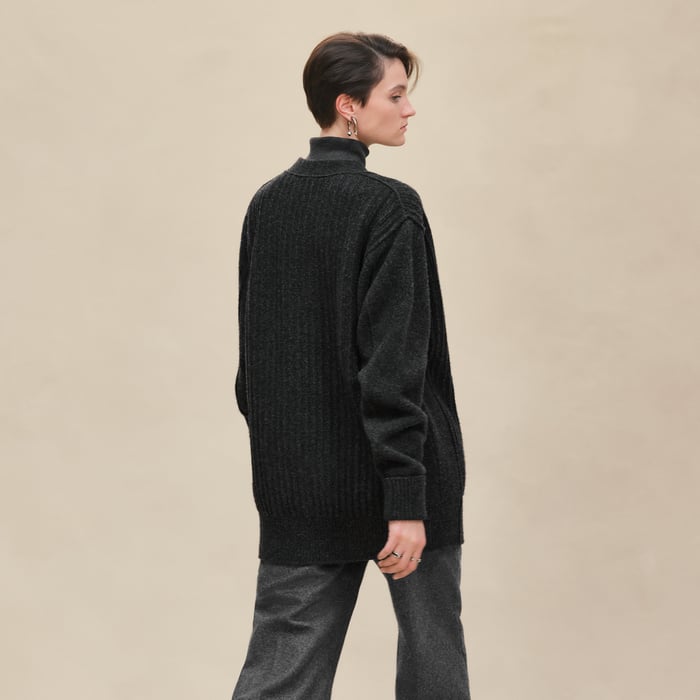 Gris Volcanique Thick Long-sleeve Cardigan