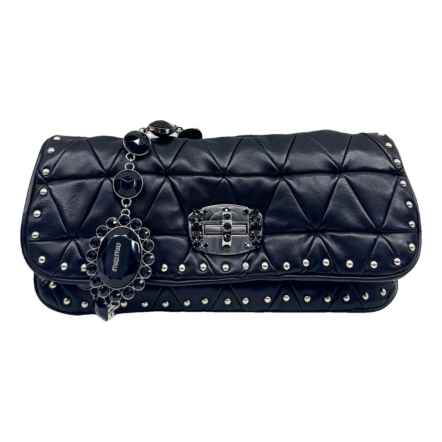 Miu Crystal leather handbag