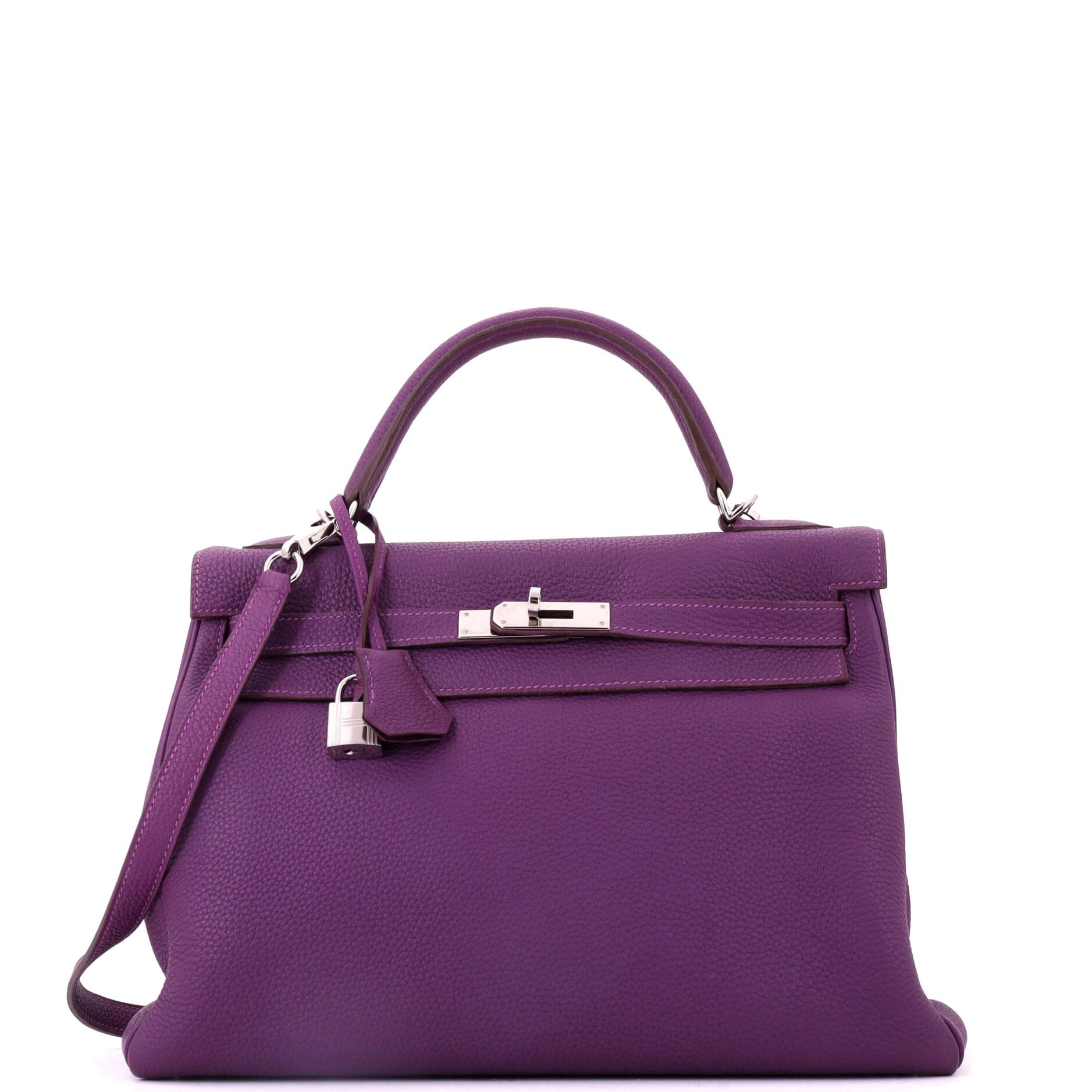 Hermes Kelly Handbag Anemone Togo with Palladium Hardware 32
