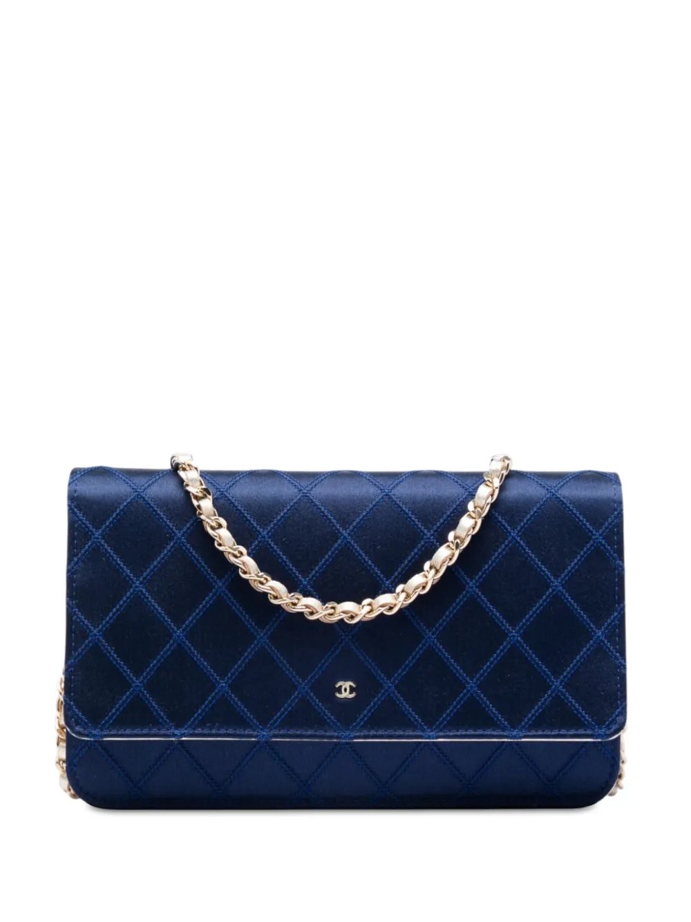 2011 CC Satin Diamond Stitch Wallet On Chain crossbody bag