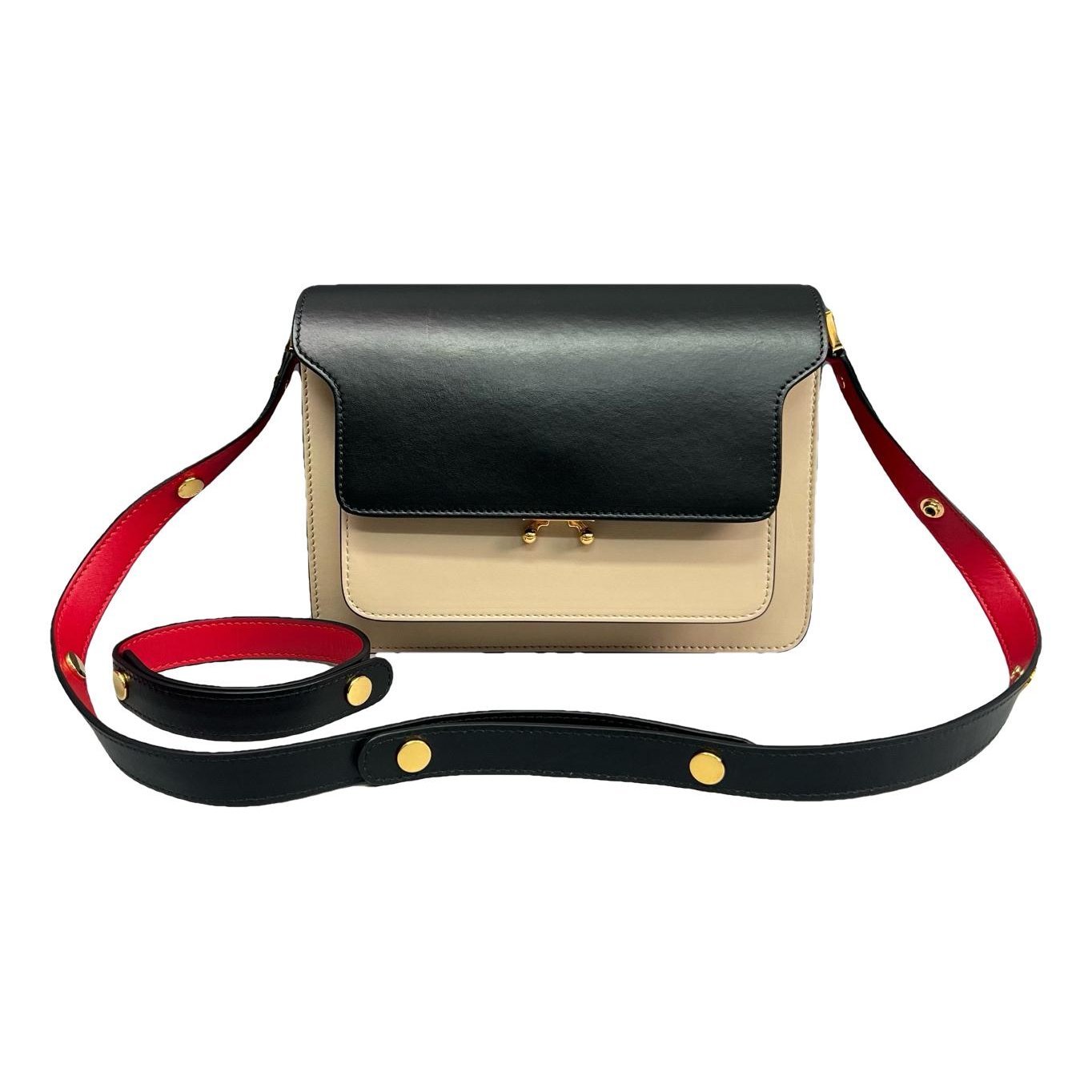 Trunk leather crossbody bag