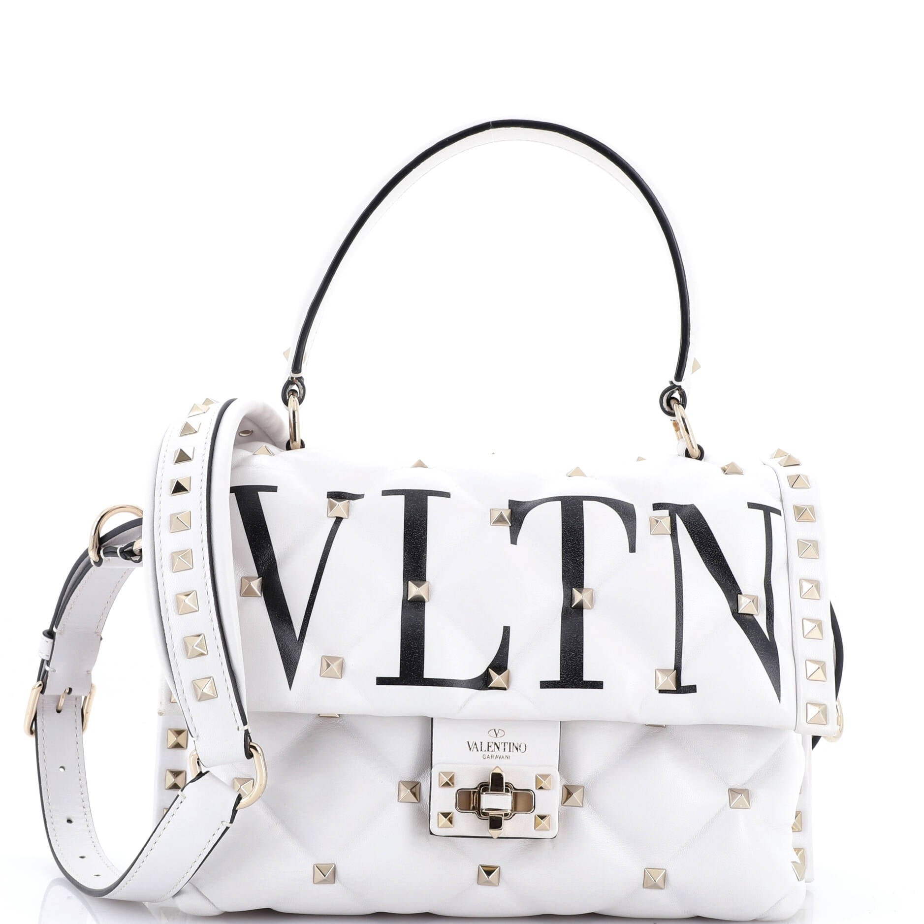 Valentino Garavani VLTN Candystud Top Handle Bag Printed Leather Medium