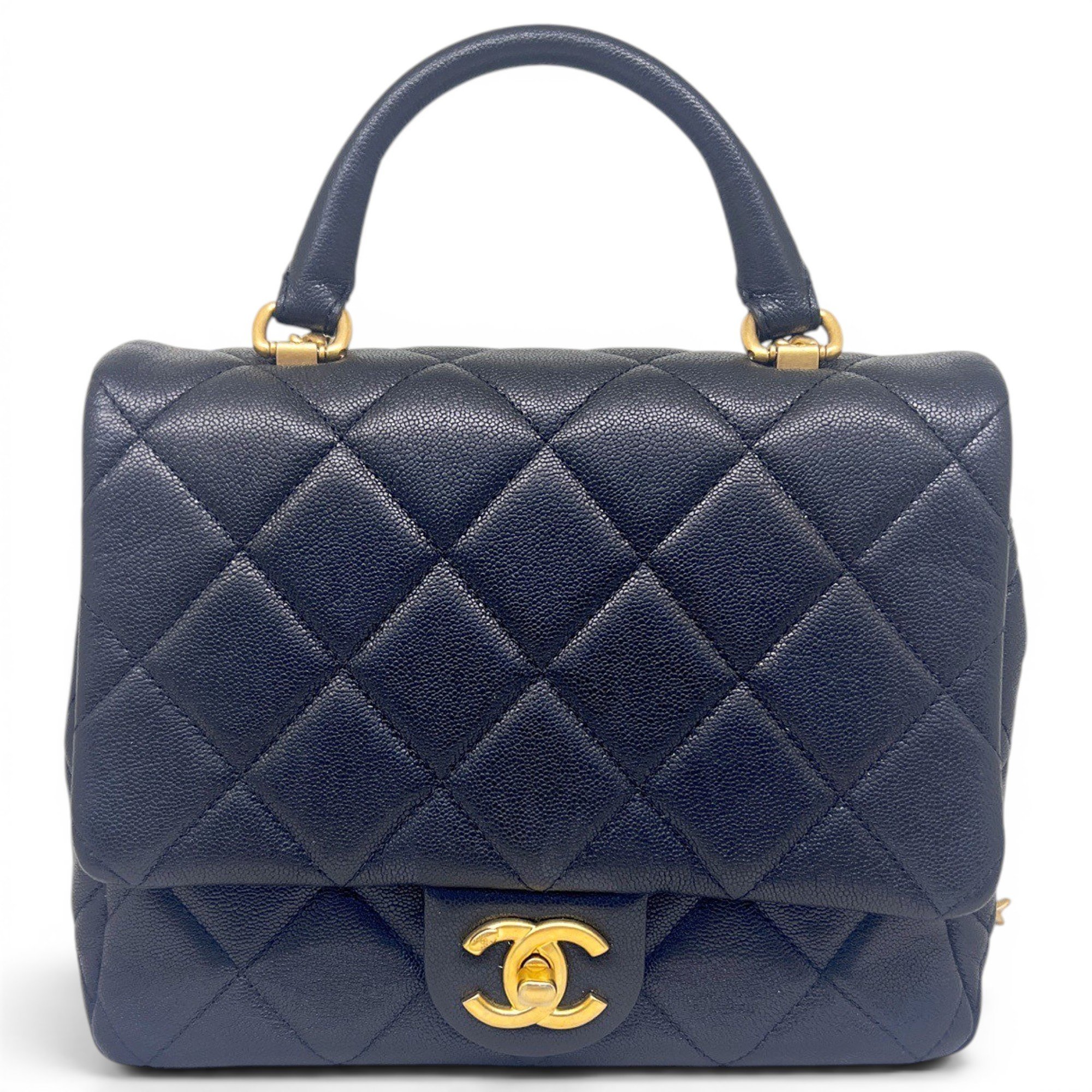 Trendy CC Top Handle leather handbag