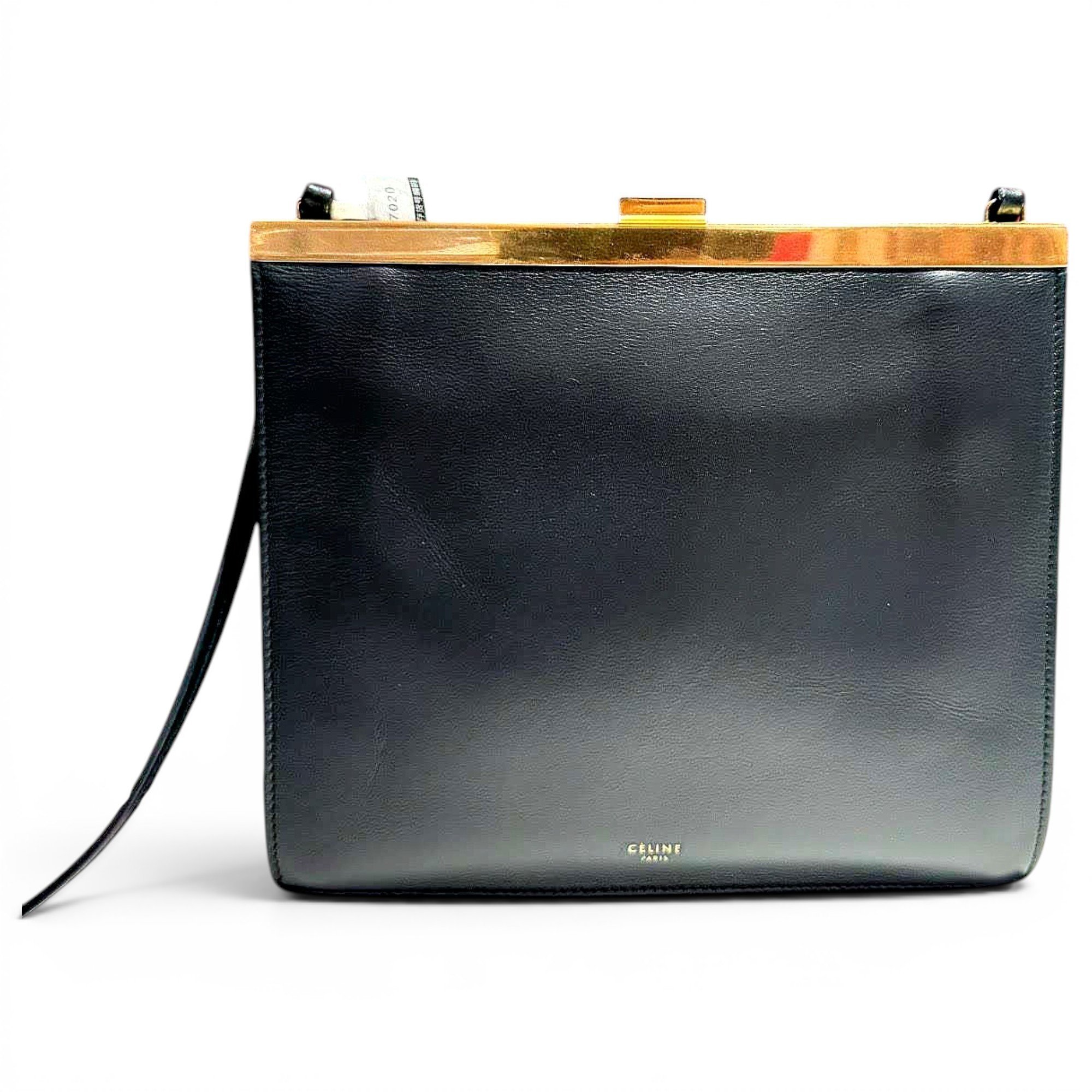 Clasp leather handbag