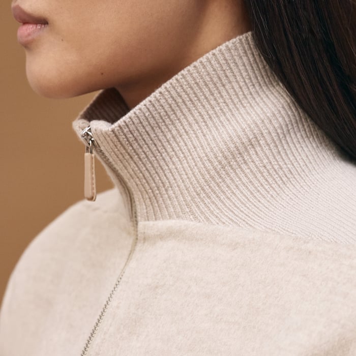 Beige Naturel Short Equestrian Cashmere Coat