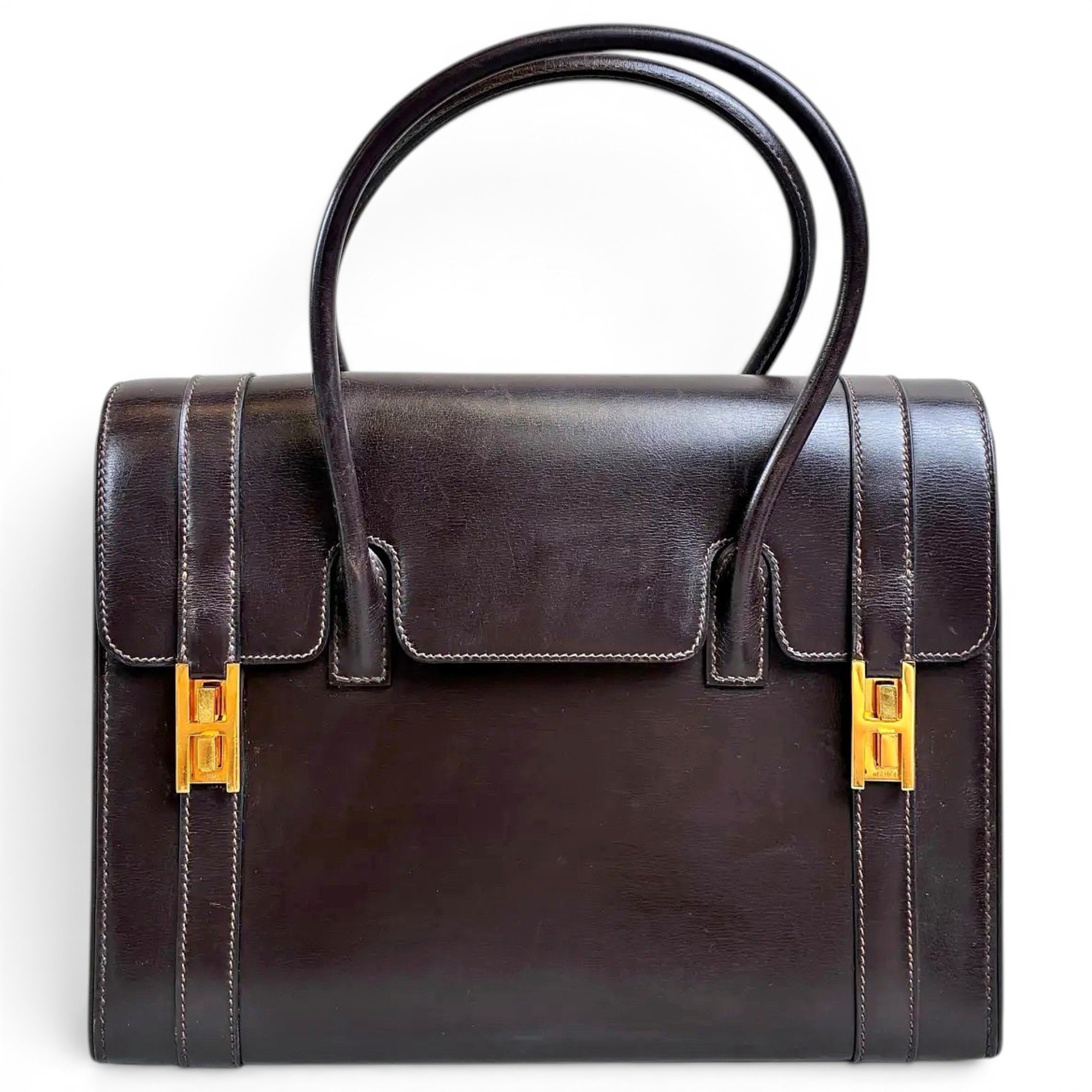 Drag leather handbag
