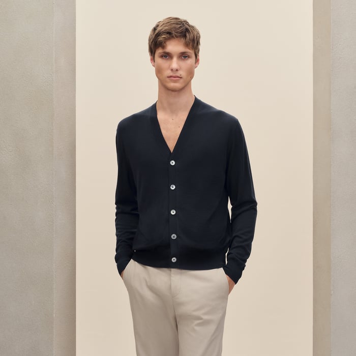 Marine "Detail H" Buttoned Cardigan
