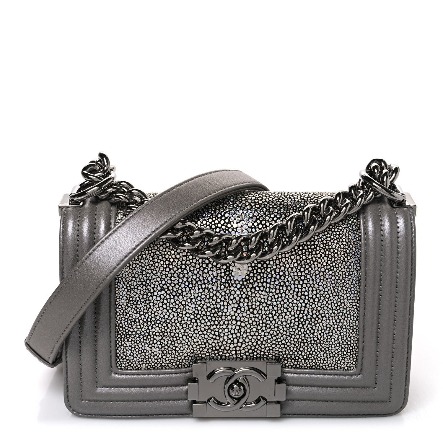 Chanel Galuchat Stingray Small Boy Flap Silver