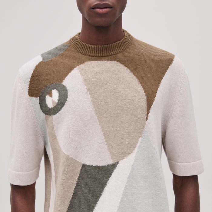 Biscotte Cashmere "Intarsia Equithagore" Crewneck Sweater