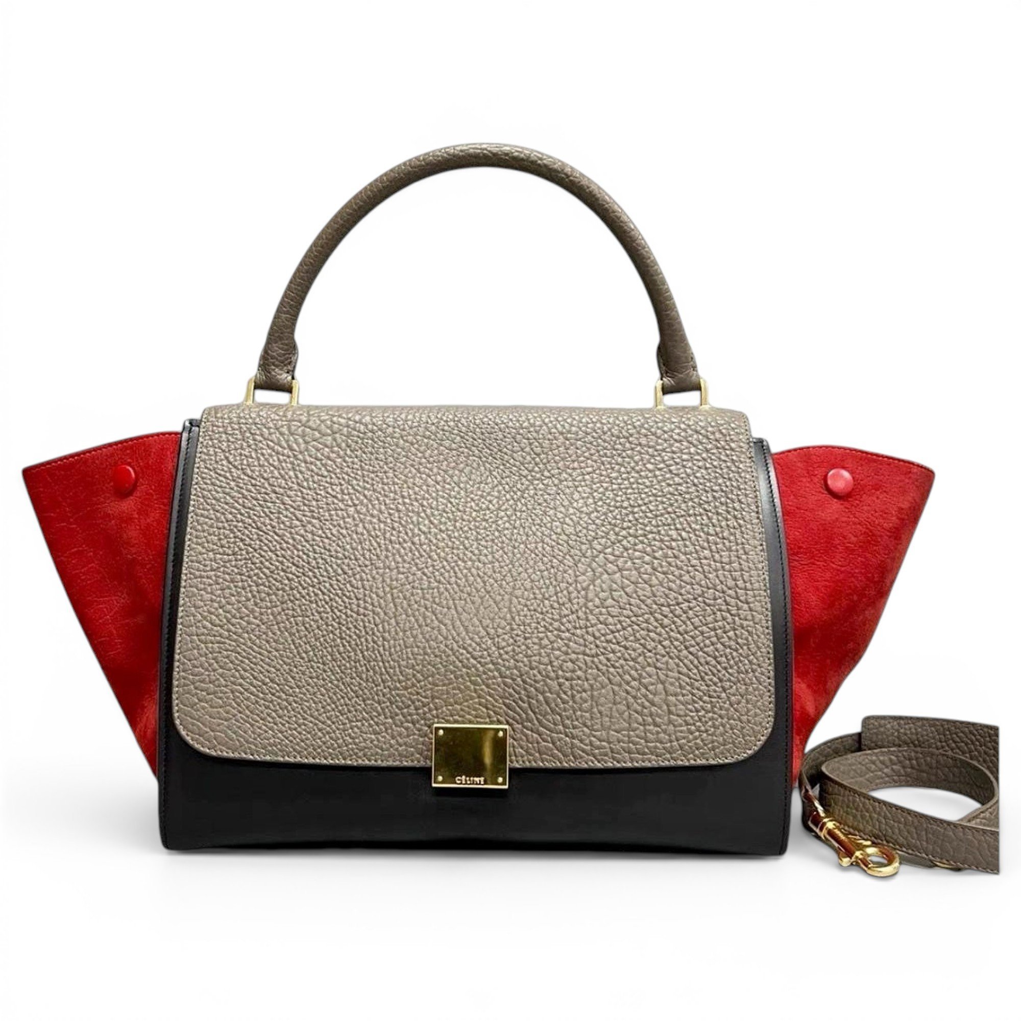 Trapèze leather handbag