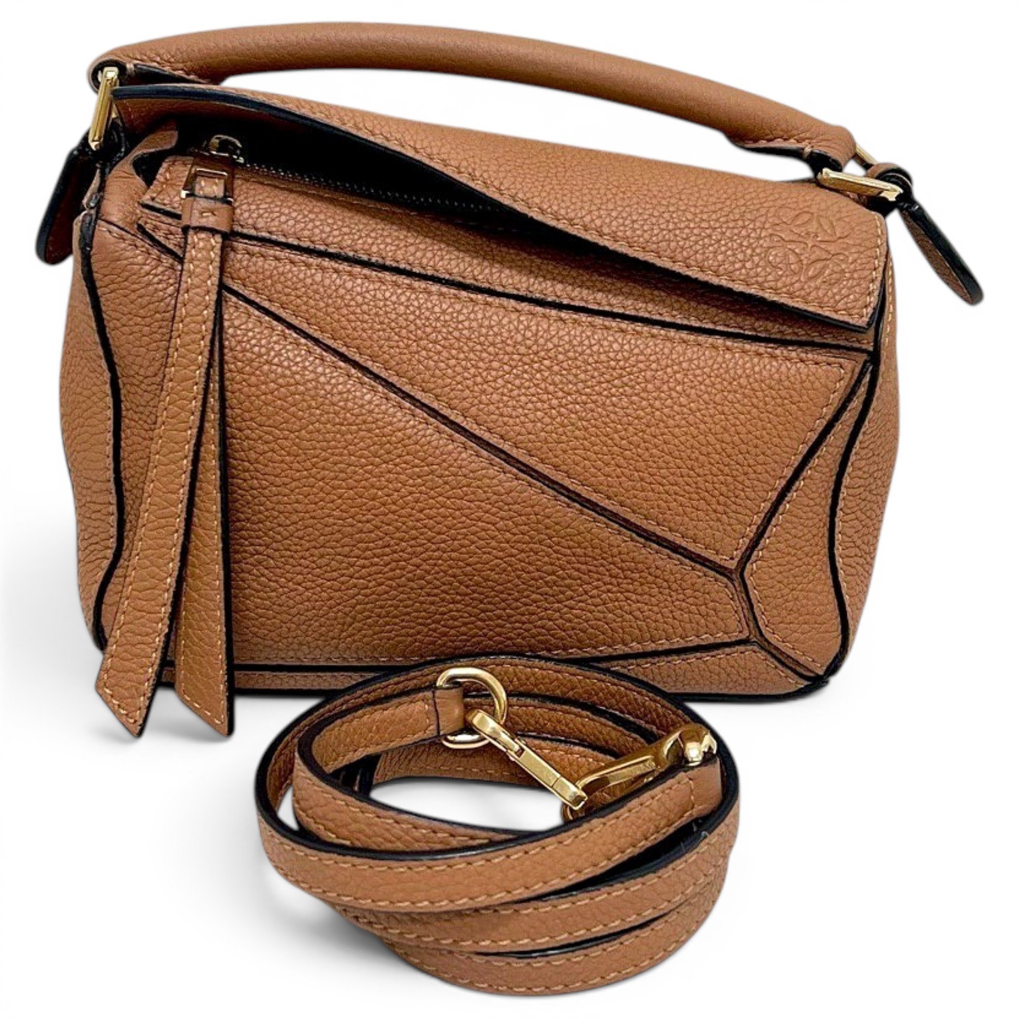 Puzzle leather handbag