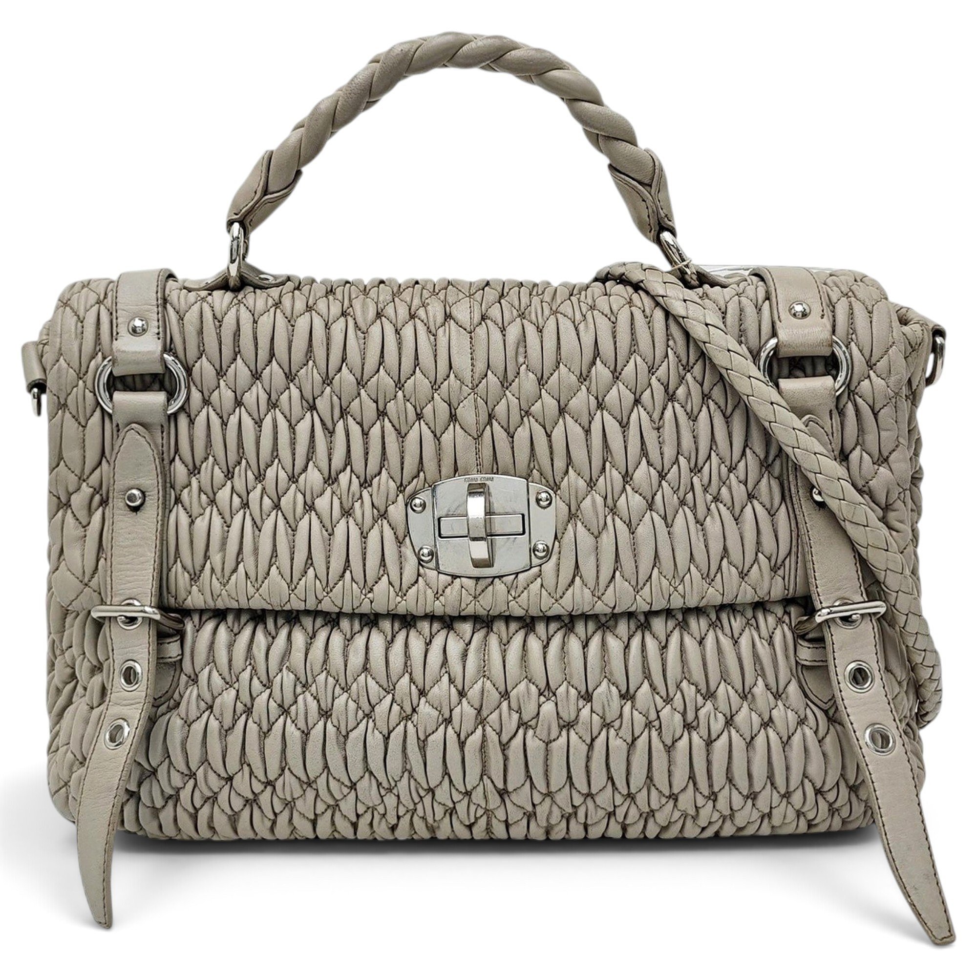 Miu Crystal leather handbag
