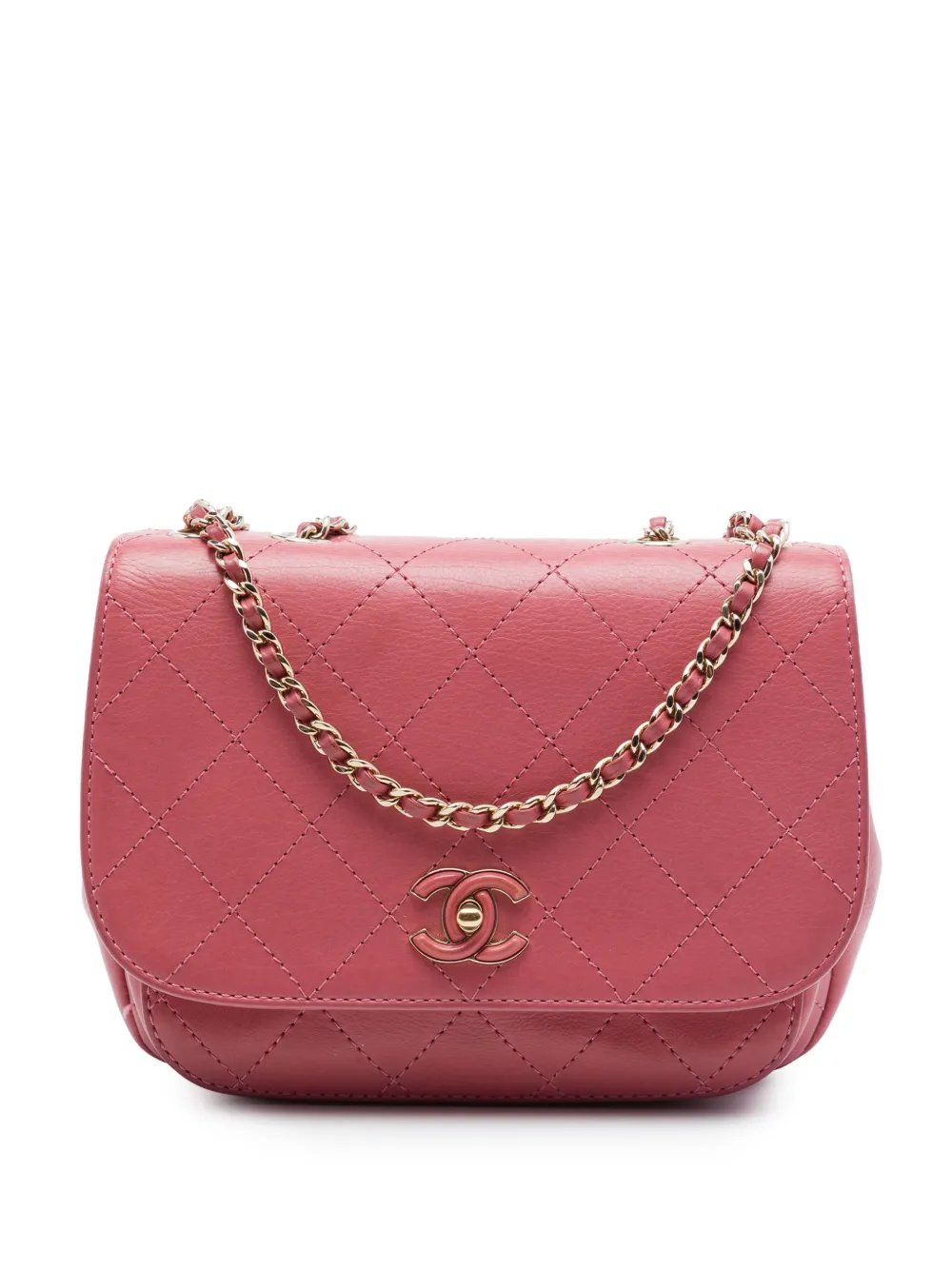 2019 Small Stitched Calfskin Covered CC Flap crossbody bag
