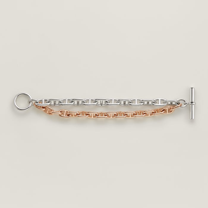 Sans Coloris Chaine d'Ancre Bracelet, Double Band In Rose Gold and Sterling Silver