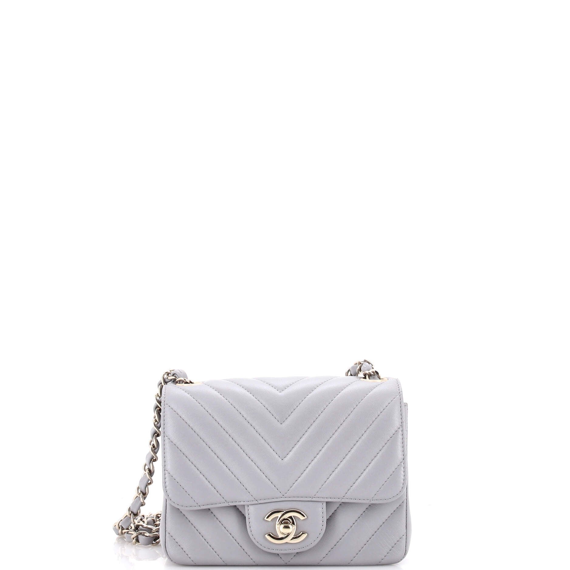 Chanel Square Classic Single Flap Bag Chevron Lambskin Mini