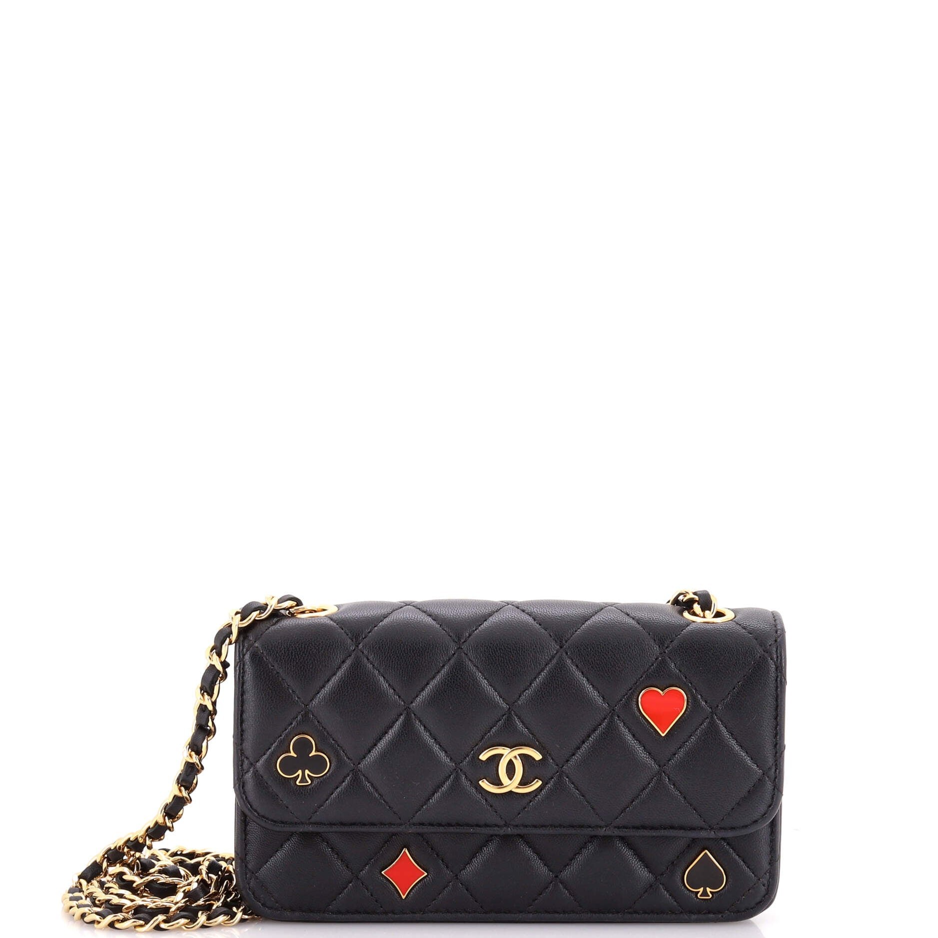Coco Casino Flap Phone Holder with Chain Quilted Lambskin