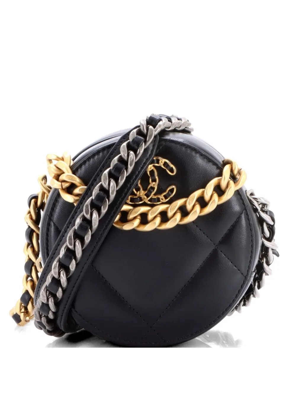 19 Round with Chain Quilted Leather clutch bag
