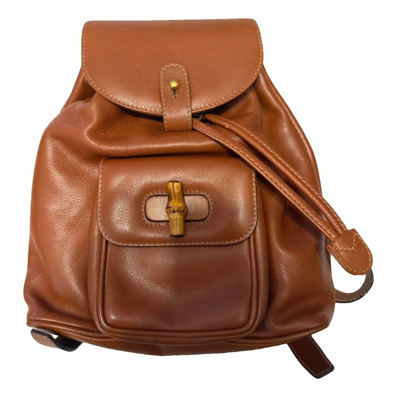 Bamboo Tassel Oval leather backpack