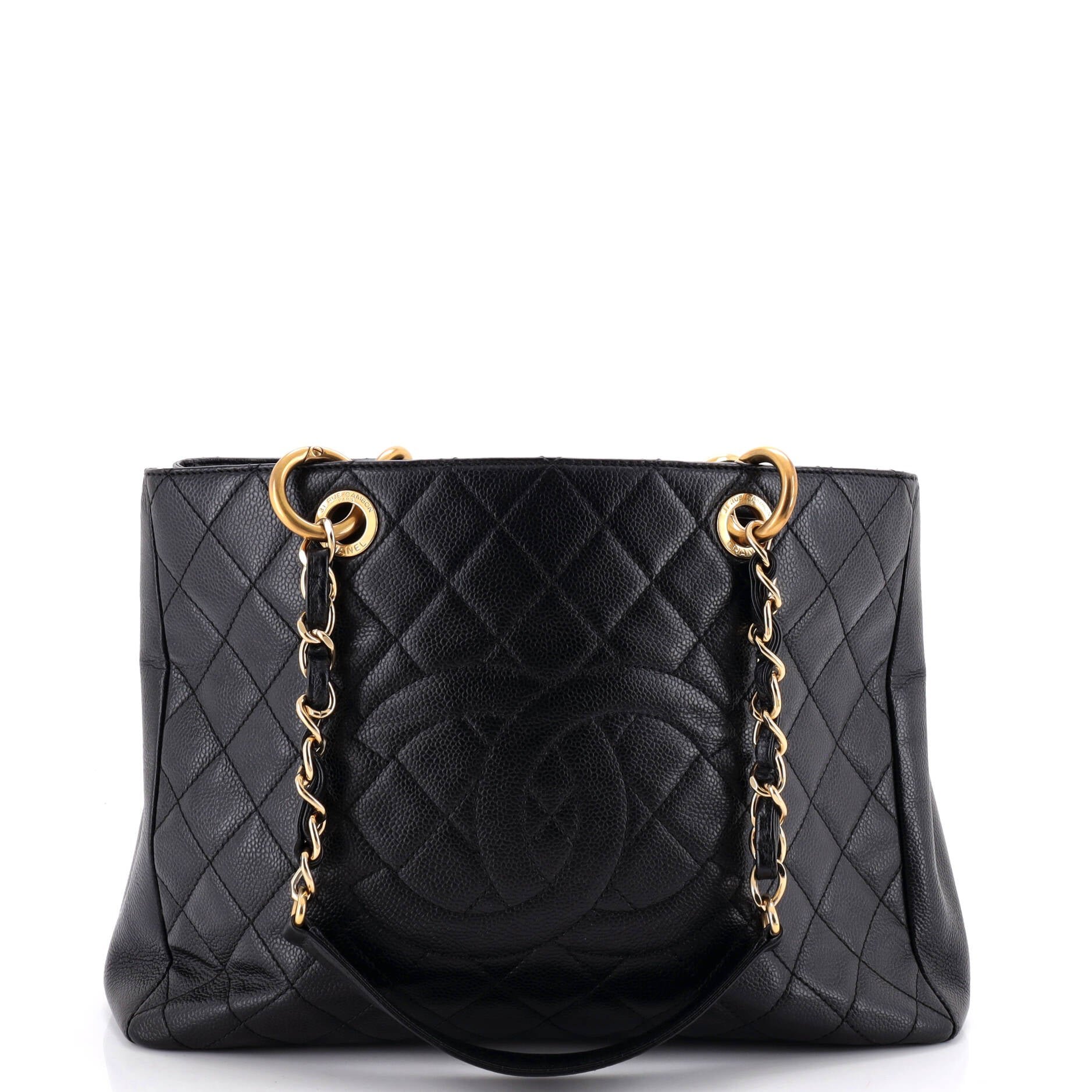 Grand Shopping Tote Quilted Caviar