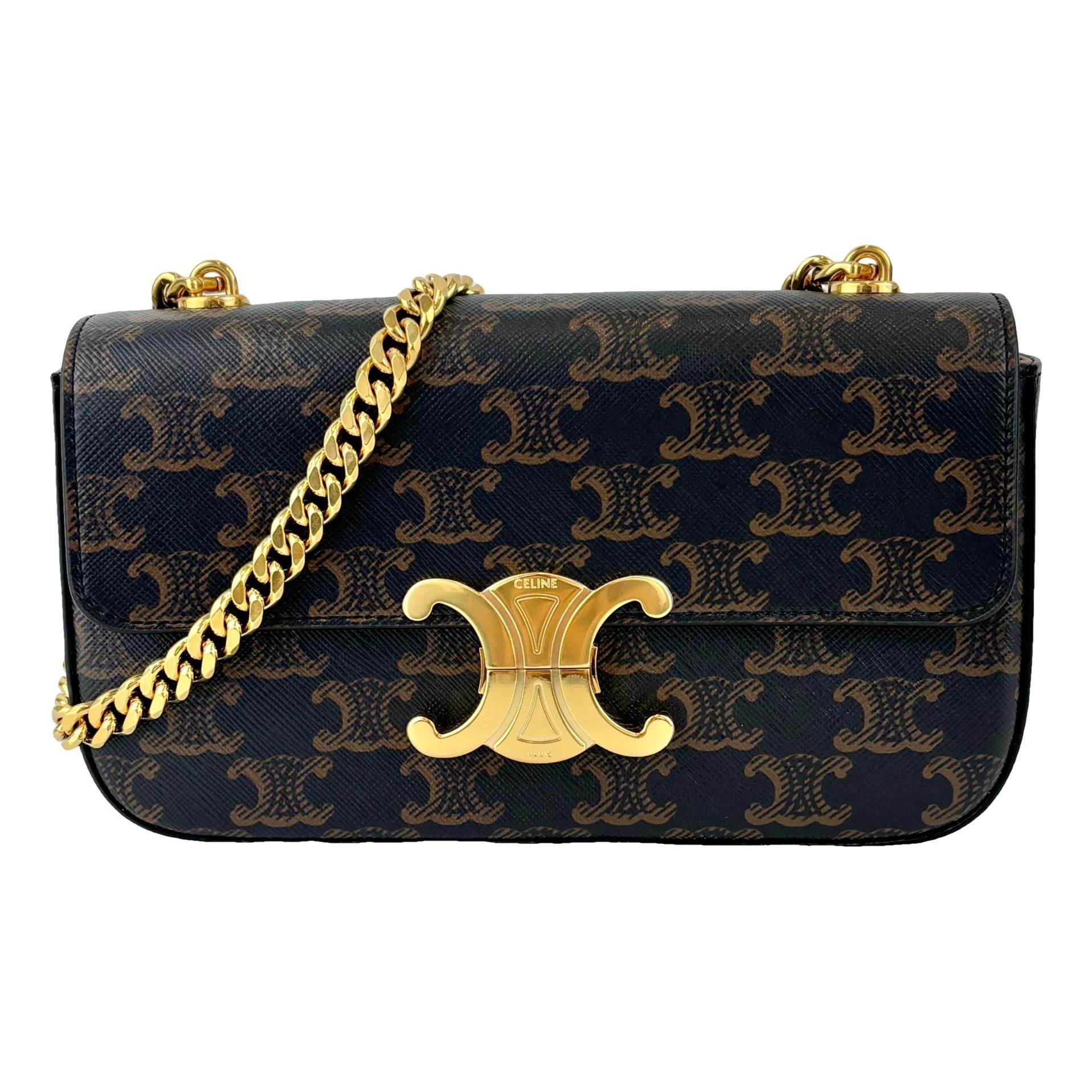 Triomphe chain leather handbag