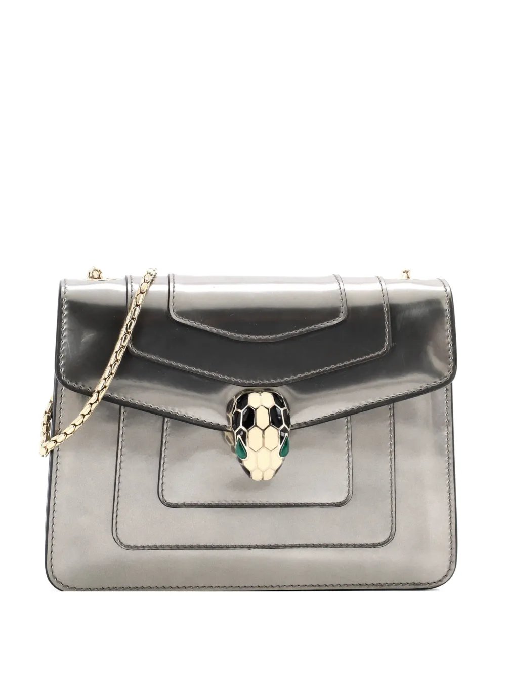 Serpenti Forever Square Metallic Leather Small shoulder bag