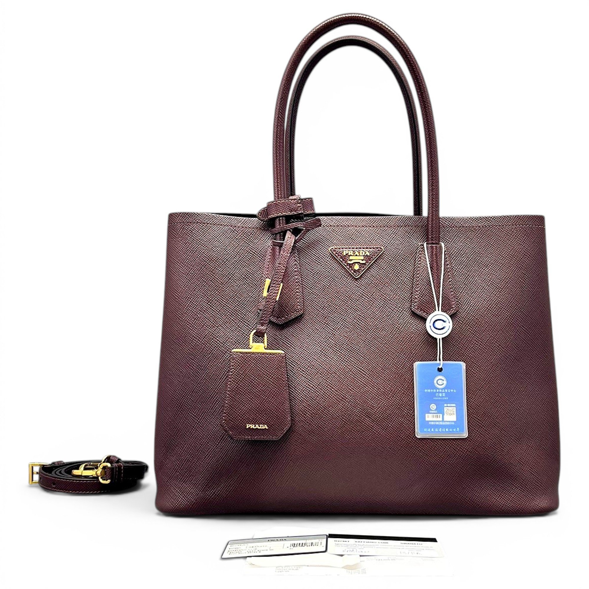 Double leather handbag