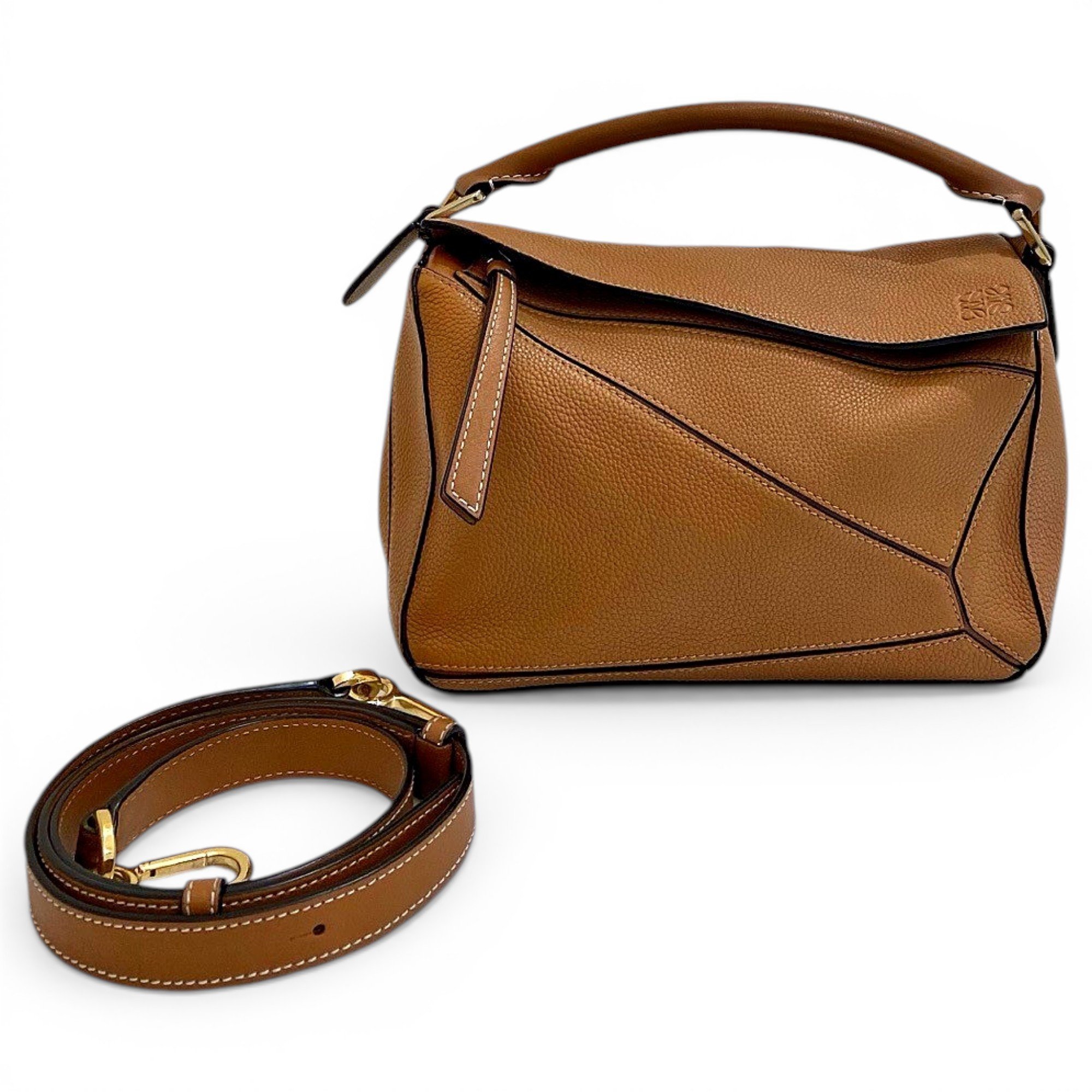 Puzzle leather handbag