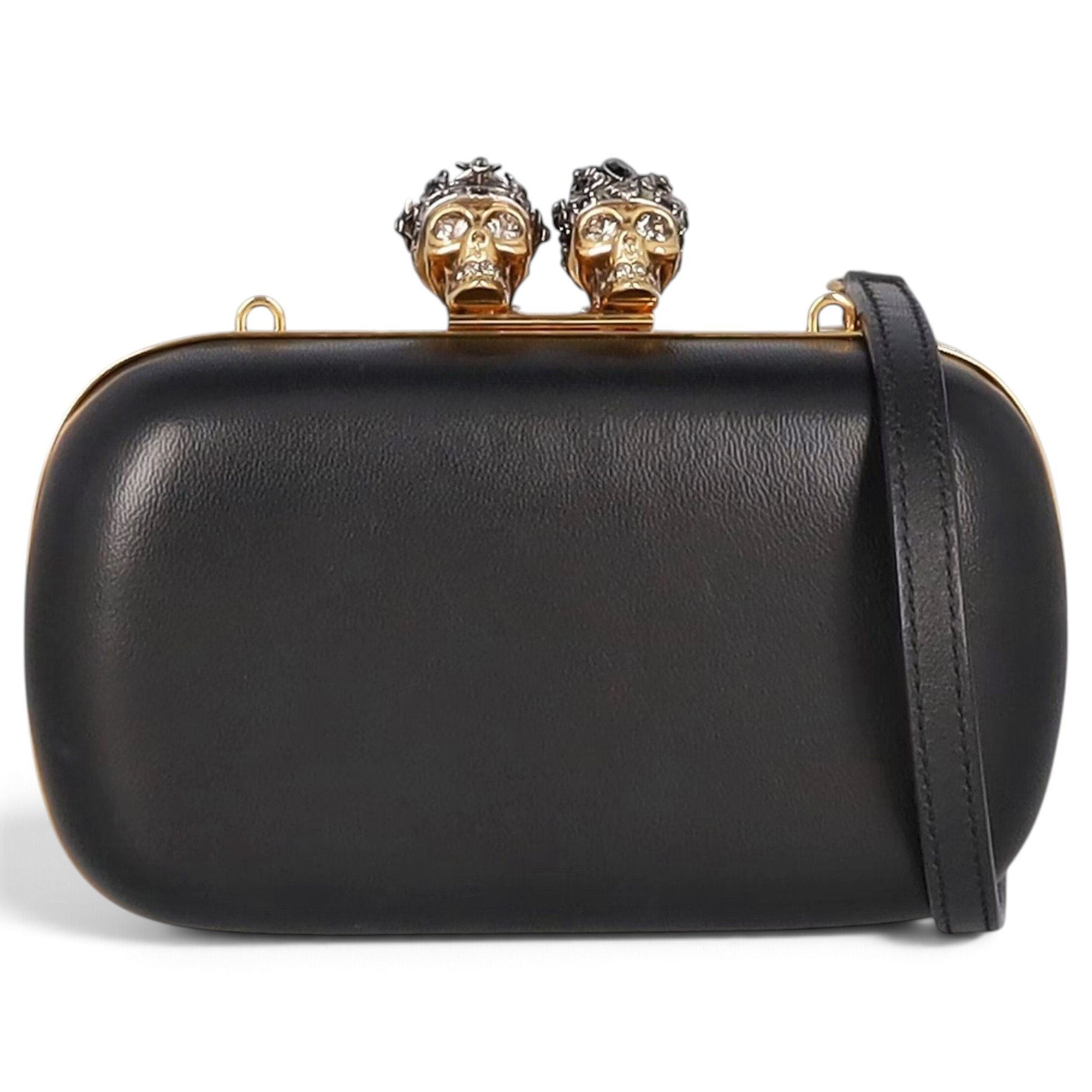 Skull leather clutch bag