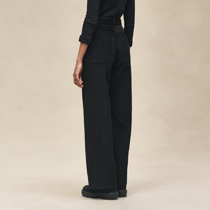 Noir High-waisted Straight Leg Pants