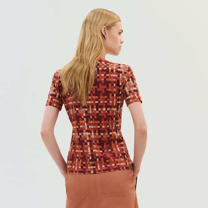 Rouge Sanguine "Bolduc Au Carre" Micro T-shirt