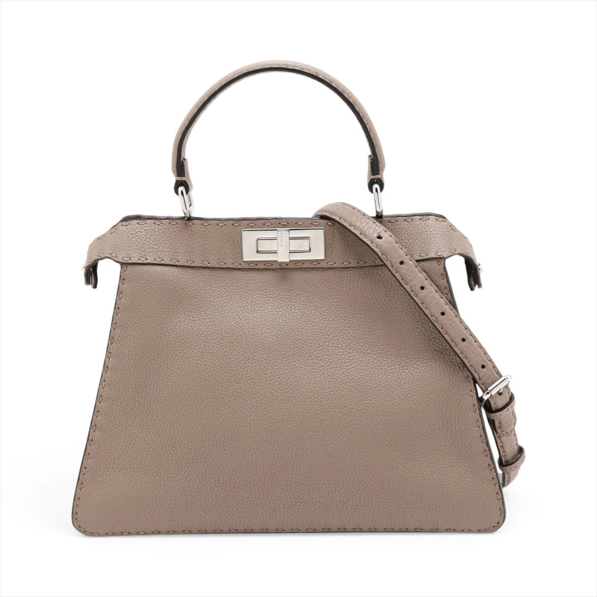 Fendi Selleria Peek-a-boo ICU Co., Ltd. Medium 8BN321 Leather 2 Way Handbag Beig