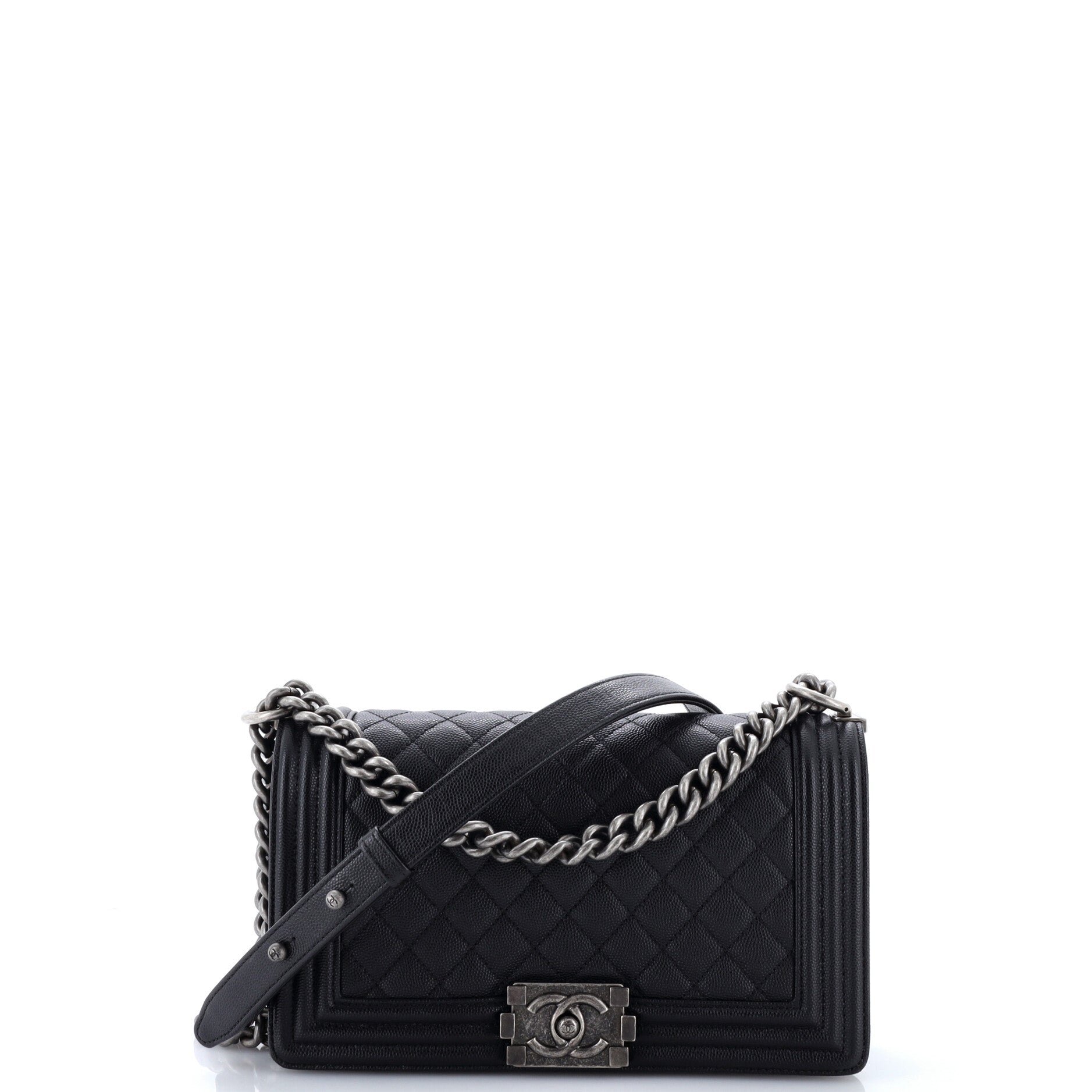 Boy Flap Bag Quilted Caviar Old Medium