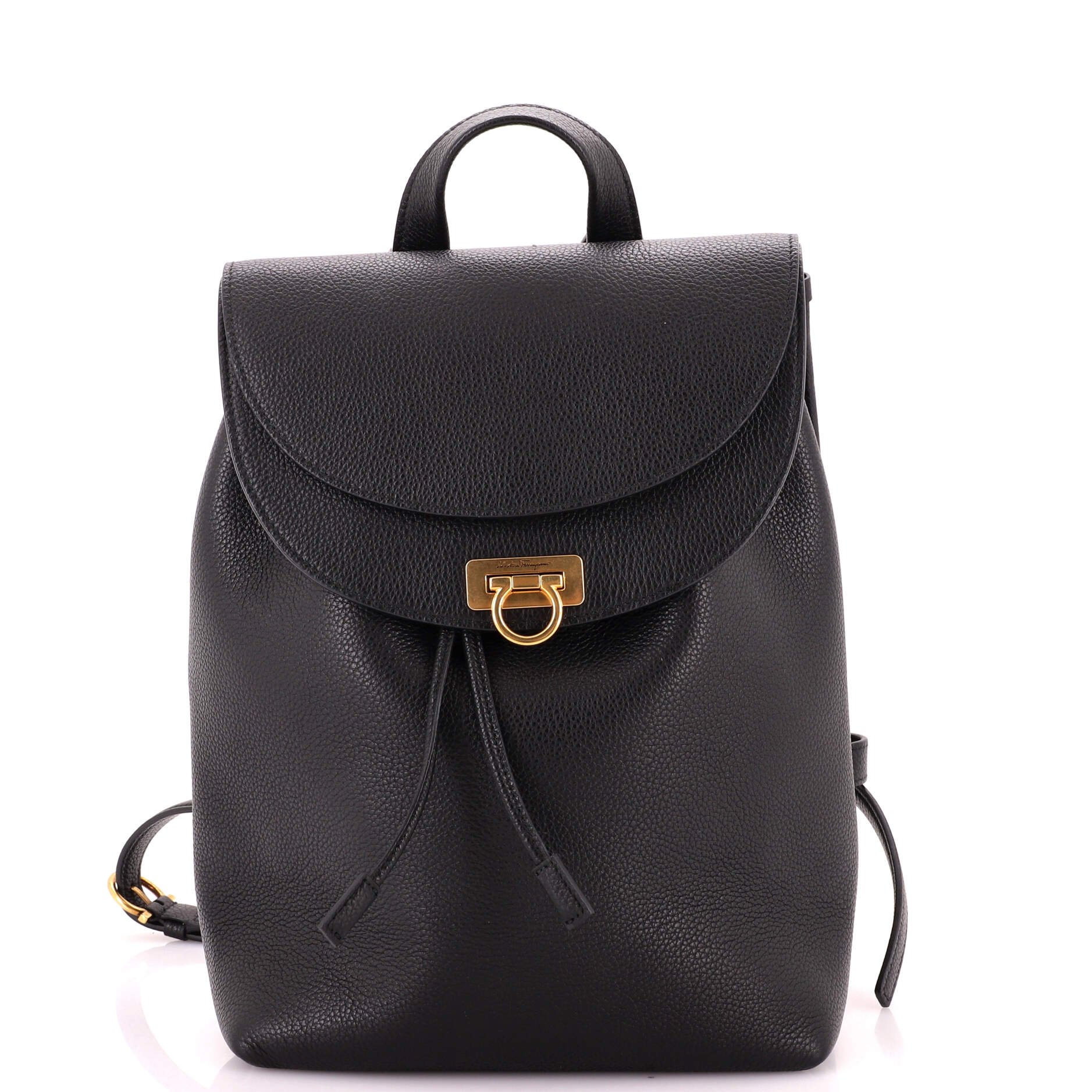 Gancini Flap Drawstring Backpack Leather Medium