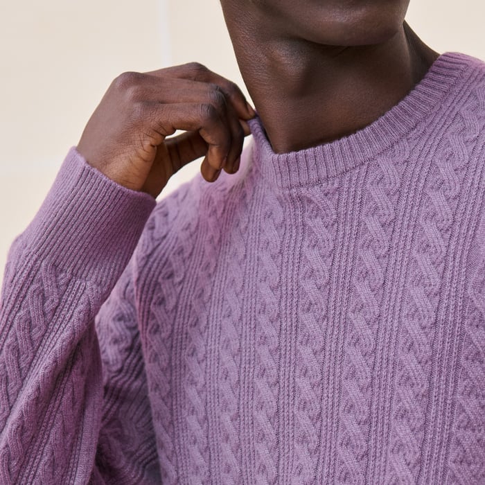 Bruyère Cashmere "Torsades Et H Fantome" Crewneck Sweater