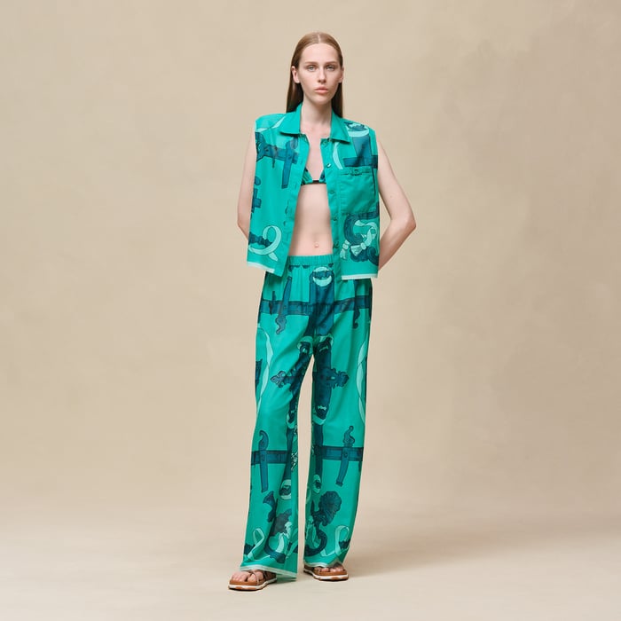 Vert Tourmaline "Ferronnerie Remix" Sleeveless Beach Shirt