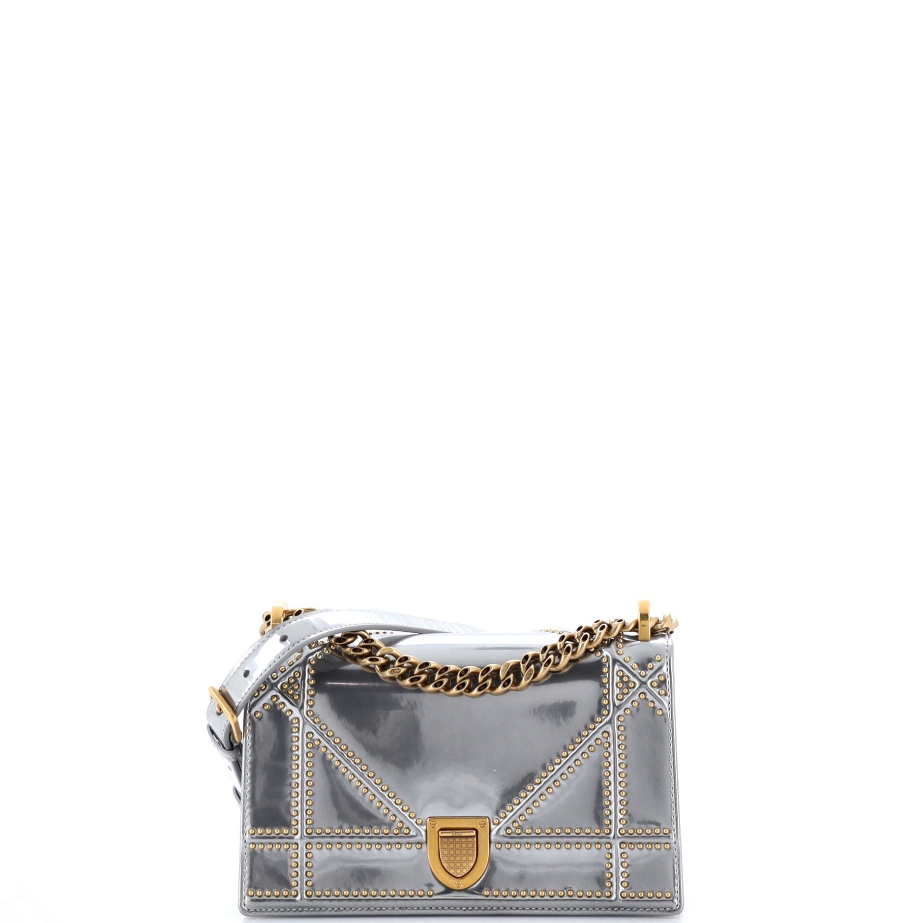 Diorama Flap Bag Studded Patent Small