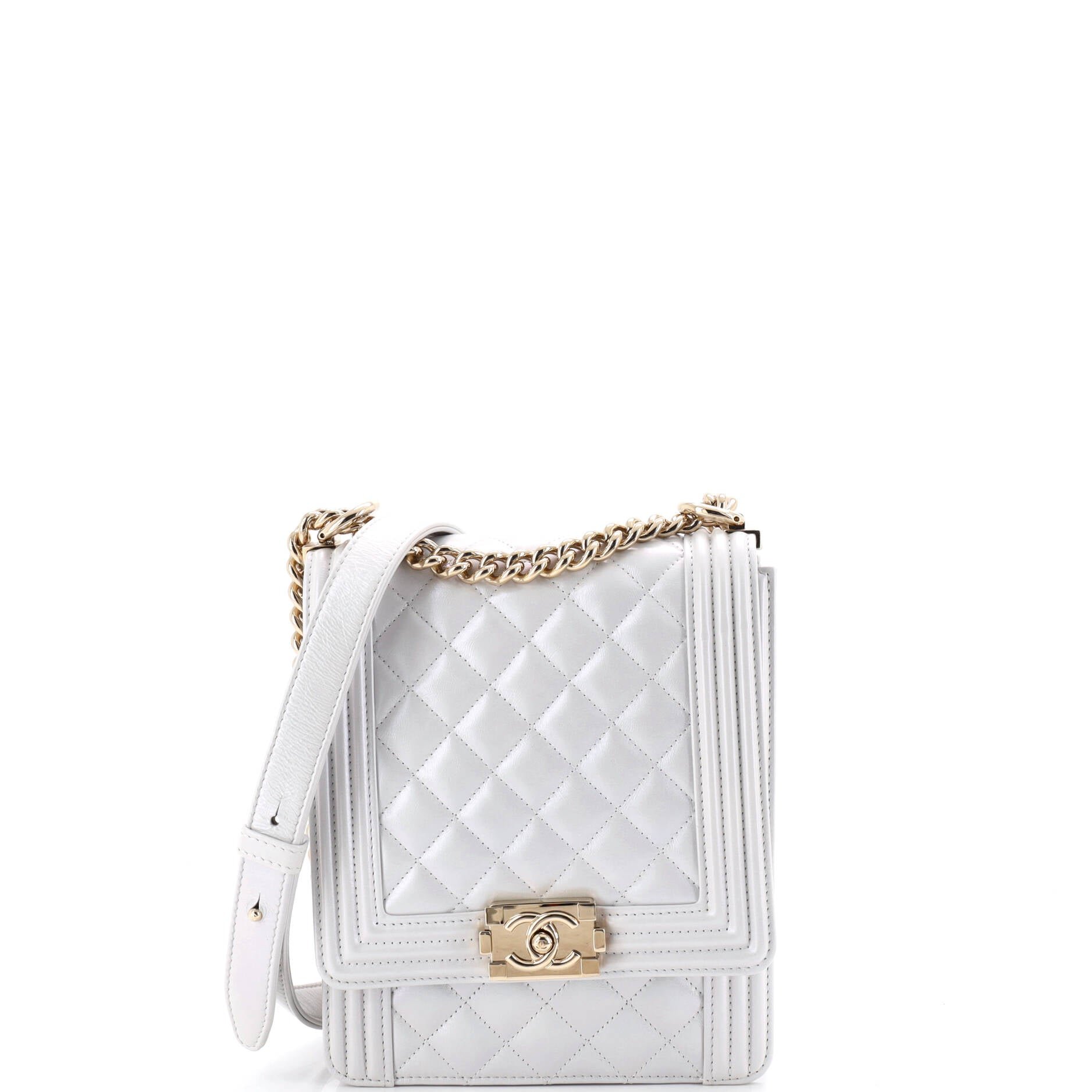 North South Boy Flap Bag Quilted Iridescent Calfskin Small