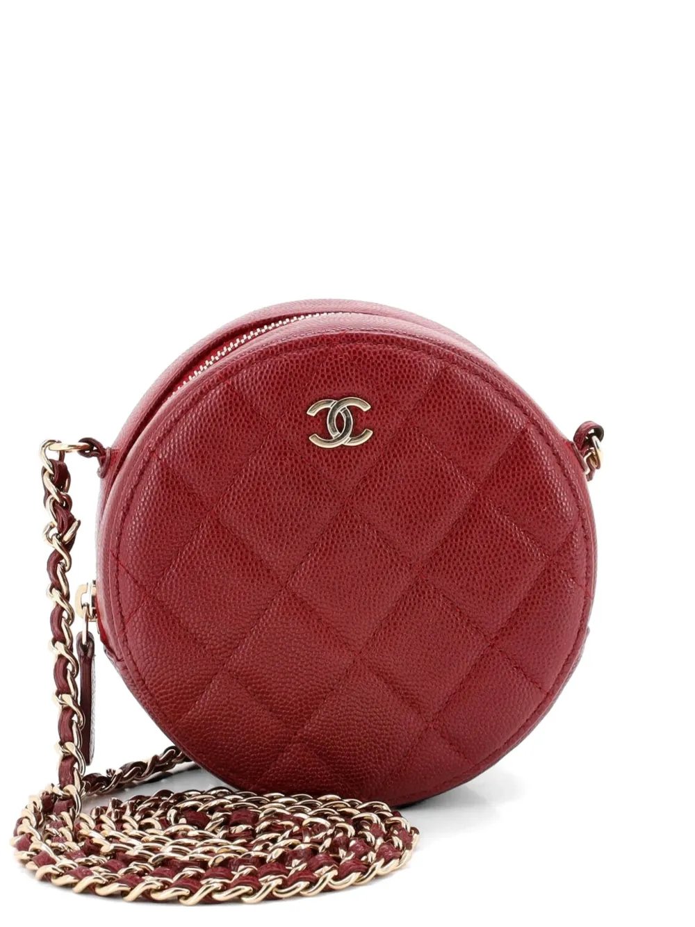 Round Clutch with Chain Quilted Caviar Mini crossbody bag
